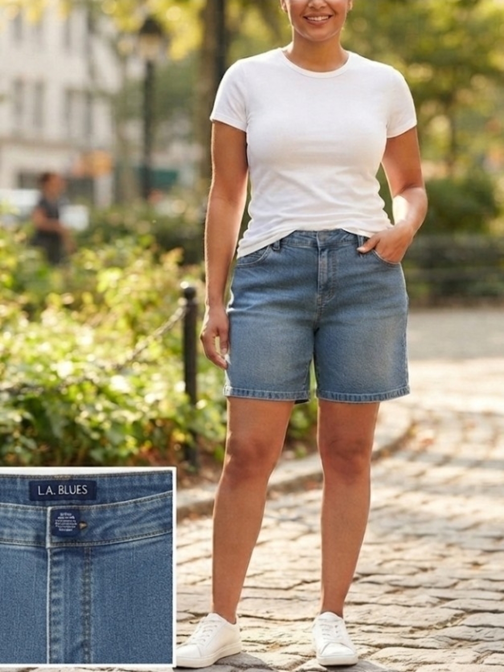Vintage L.A. Blues Denim Shorts Sz 12 100% Cotton Classic Blue Mom Shorts
